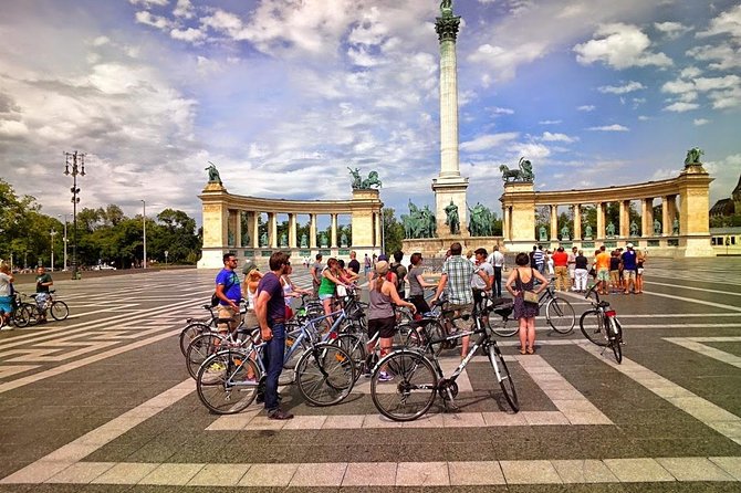 Budapest Bike Tour with Hungarian Goulash - Heroes’ Square and Vajdahunyad Castle: big monuments, then fairytale scenery