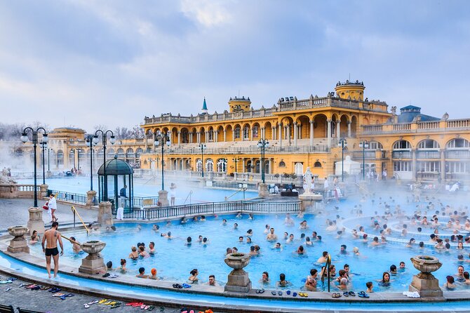 Budapest: City Park Self-Guided Walking Tour - Széchenyi Baths frontage: where to end, and where to take your own dip