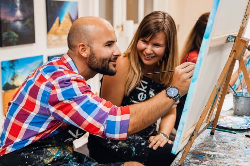 Budapest: Paint and sip experience - Your Brushstrokes Plus The Wine Included