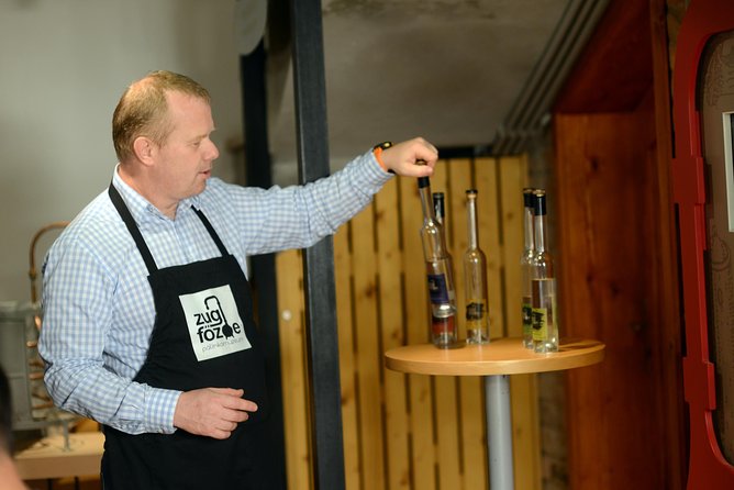 Hungarian pálinka distillery visit and tasting - The guided tasting: three award-winning pálinkas plus pretzels and water